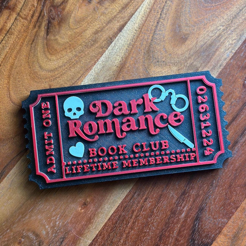 Boleto impreso en 3D para el club de lectura de romance oscuro, para el cuidado de estanterías imagen 3