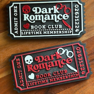 Boleto impreso en 3D para el club de lectura de romance oscuro, para el cuidado de estanterías imagen 1