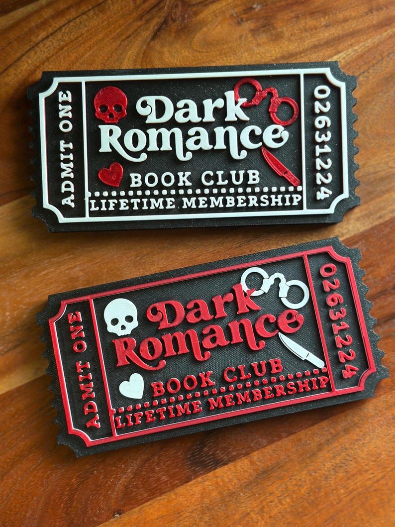 Boleto impreso en 3D para el club de lectura de romance oscuro, para el cuidado de estanterías imagen 1