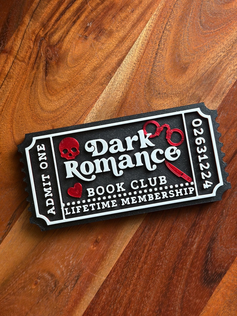 Boleto impreso en 3D para el club de lectura de romance oscuro, para el cuidado de estanterías imagen 2