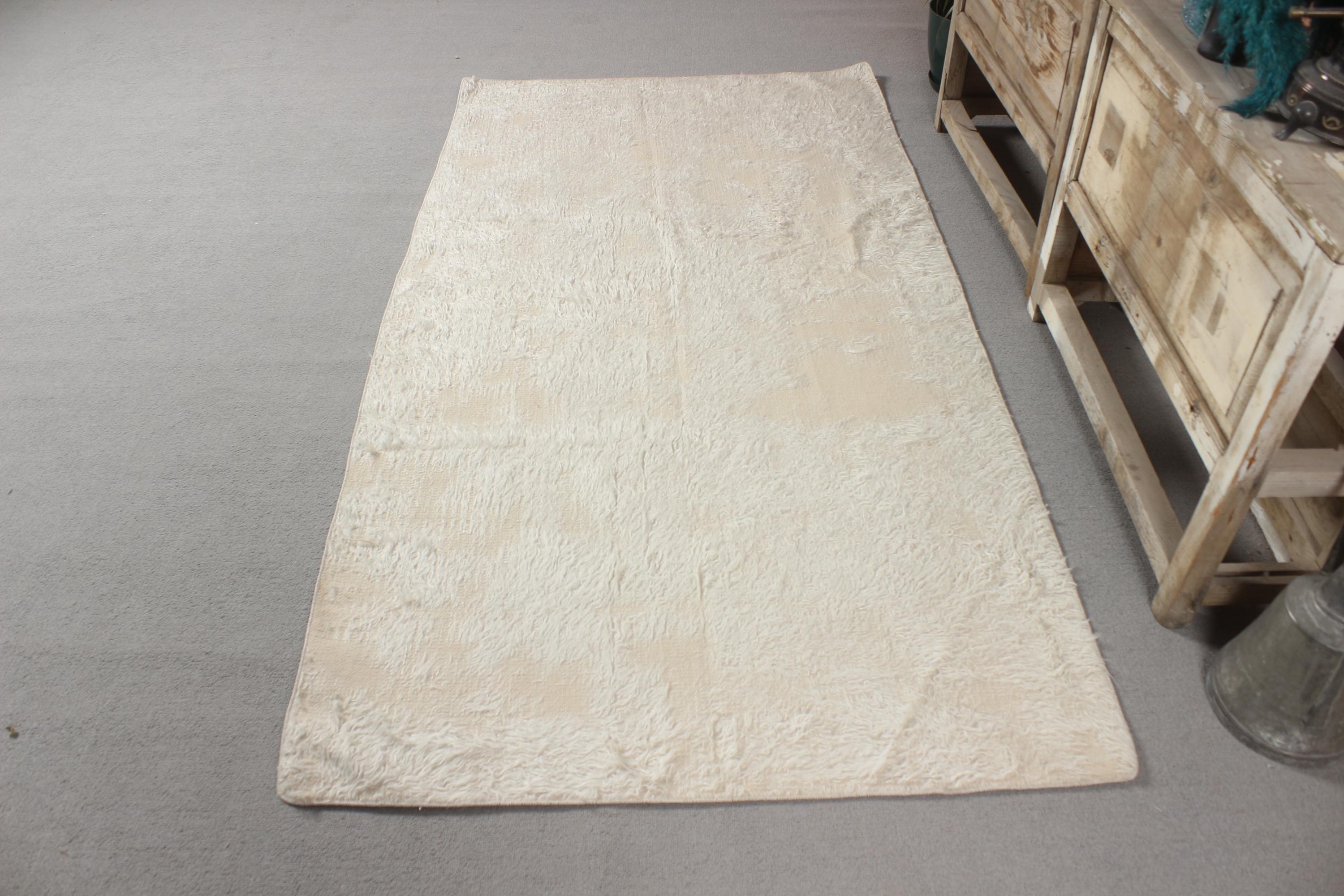 4x7 Area Rugs, Vintage Rug, Turkish Rug, Anatolian Tulu Rug, Rugs For Bedroom, 3.6x7 ft White Rug, Decorative Oushak Rug, Antique Wool Rug,