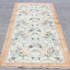 Area Rug, Vintage Rug, Turkish Rug, Home Decor Rug, 48x84 inches Orange Carpet, Anatolian Indoor Carpet, Tribal Floor Rug,  559