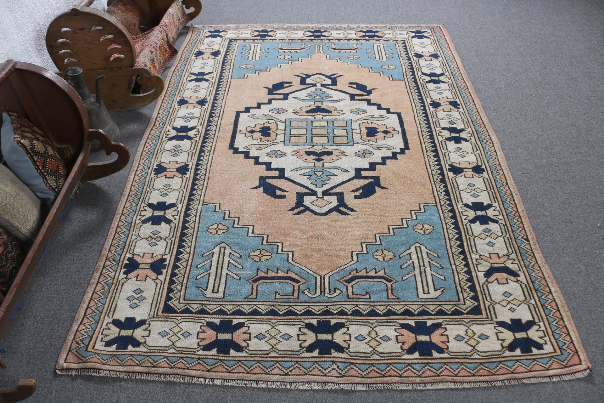 5.1x7.5 Ft Area Rugs, Turkish Rug, Vintage Rug, Antique Rug, Rugs 