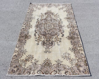 Turkish Rug, Area Rug, Vintage Rug, Home Decor Rug, 46x79 inches Beige Rug, Tribal Indoor Rugs, Turkey Floor Rugs,  2436