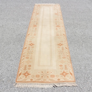 Vintage Turkish Runner Rug, 80x285cm, 3x9ft Hallway Carpet, Beige Home Decor, Handwoven Anatolian Rug