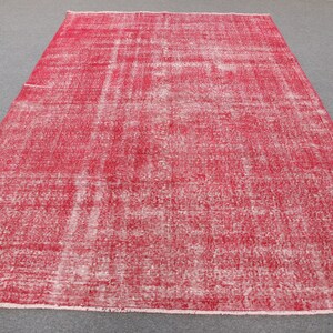 Vintage Rug, Large Carpet, Turkish Rug, Oushak Carpet, 77x118 inches Red Carpet, Organic Living Room Carpet, Handwoven Bedroom Rug,  4600