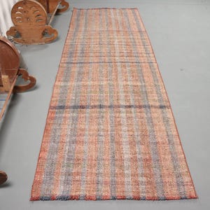 Runner Rug, Vintage Turkish Kilim, Striped Kilim, Boho Rug, Handmade Wool Rug, Hallway Decor, 3x10ft Turkish Rug