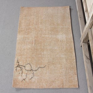 Vintage Rug, 2x3 Small Rugs, Turkish Rug, Oushak Rugs, Rugs For Bathroom, 1.8x3 ft Orange Rug, Vintage Wool Rug With Tassels, Door Mat Cute