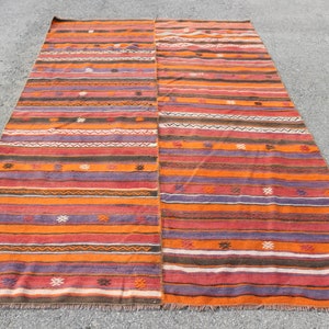 Vintage Kilim, Turkish Kilim, Large Kilim, Antique Kilim, 65x100 inches Orange Kilim, Decorative Kilim, Living Room Kilim,  2121
