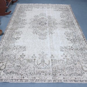 Turkish Rug, Vintage Rug, Large Rug, Home Decor Carpet, 68x112 inches Beige Rug, Anatolian Living Room Rug, Handwoven Salon Rug,  3872