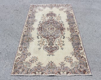 Area Carpet, Vintage Rug, Turkish Rug, Antique Carpet, 52x77 inches Beige Rug, Bohemian Indoor Carpet, Decorative Floor Carpet,  2634