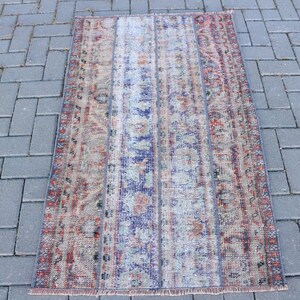 Vintage Turkish Rug, Handmade Carpet, Bohemian Floor Decor, 3x4ft Runner, Antique Gift Rug, Woven Home Accent, Decorative Loom Carpet