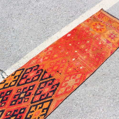 Runner Rug, Turkish Rug, Vintage Rug, Herki Rug, shops Antique Carpet, 19x108 inches Red Rug, Handmade Stair Rug, Wool Corridor Carpet, 2186