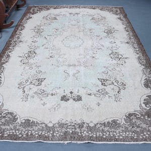 Vintage Rug, Large Rug, Turkish Rug, Antique Carpet, 76x120 inches Beige Carpet, Tribal Salon Rugs, Handmade Oversize Rugs,  4053