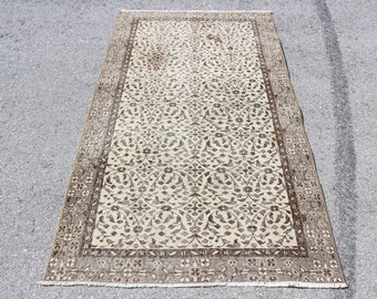 Accent Carpet, Turkish Rug, Vintage Rug, Salon Rug, Oushak Rug, 43x77 inches Beige Rug, Decorative Bedroom Rugs,  2483