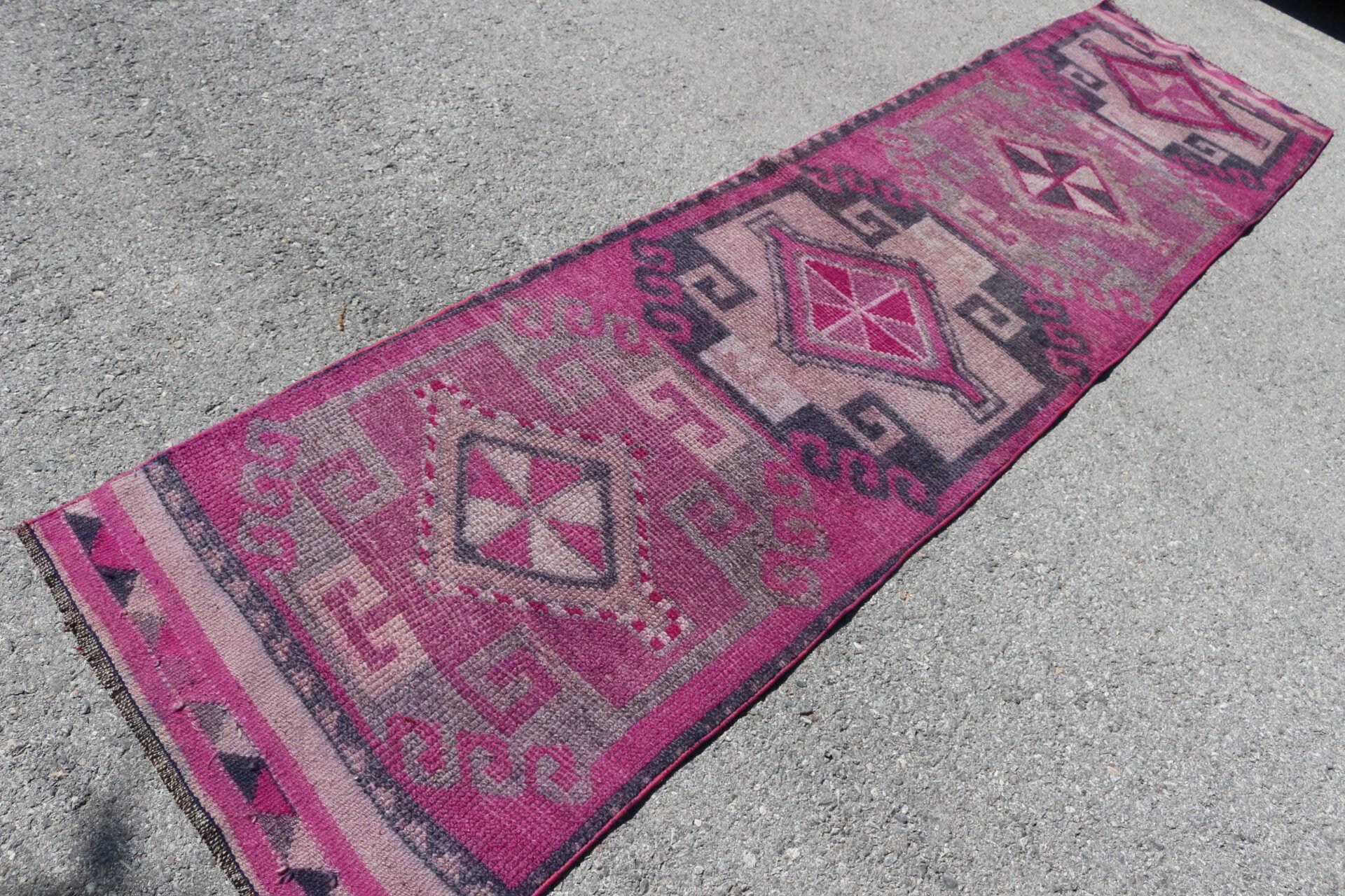 ヴィンテージトルコラグランナー 81 x 331 cm ピンク - Etsy 日本