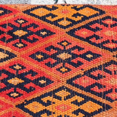 Runner Rug, Turkish Rug, Vintage Rug, Herki Rug, shops Antique Carpet, 19x108 inches Red Rug, Handmade Stair Rug, Wool Corridor Carpet, 2186