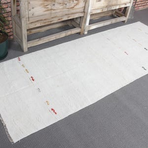 Turkish Rug, Runner Rug, Hemp Rug, Vintage Rug, Stair Rug, Antique Rugs, Rugs For Hallway, 2.7x7.5 ft White Rug, Kitchen Rug, 6036