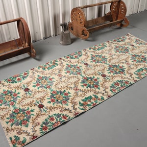 Vintage Rug 40x94 inches Orange Carpet Area Rug Office Floor Rug Home Decor Rug Wool Bedroom Rugs Turkish Rug 11237
