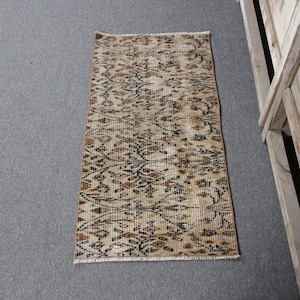 2x4 Small Rug, Turkish Rug, Vintage Rug, Faded Anatolian Rug, Rugs For Bathroom, 1.6x3.2 ft Brown Rug, Antique Rug, Small Turkish Rug,