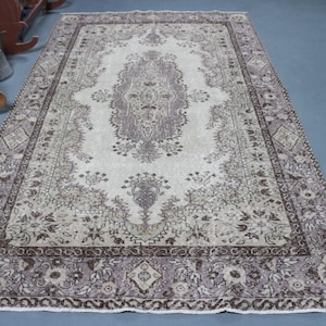 Vintage Rug, Turkish Rug, Large Rug, Home Decor Rug, 69x116 inches Beige Carpet, Handwoven Living Room Carpet,  3982