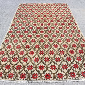 Turkish Rug, Vintage Rug, Large Carpet, Home Decor Rug, 66x110 inches Red Rug, Decorative Living Room Rugs, Tribal Bedroom Rugs,  2133