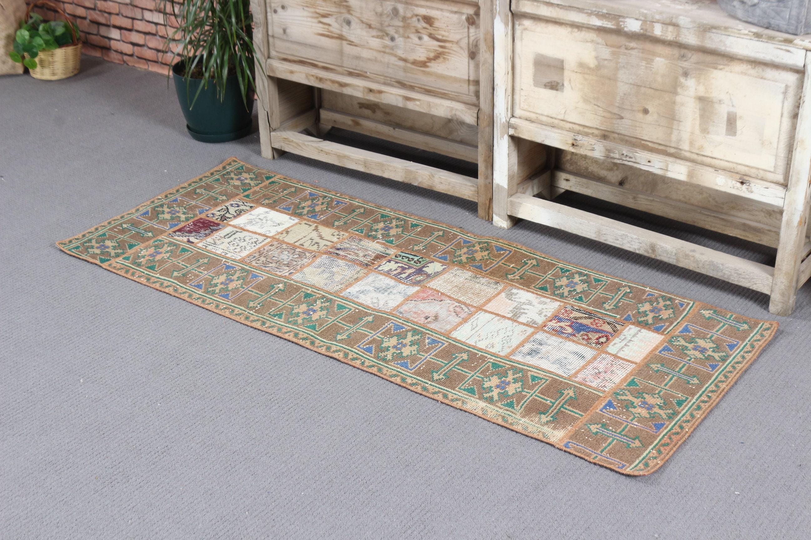 ヴィンテージ トルコ製 ランナー パッチワーク ラグ 65 x 164 cm 廊下
