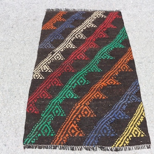 Alfombra Kilim Turca, Alfombra Tribal de Lana, 3 x 5 pies