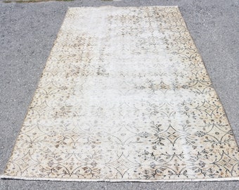 Turkish Rug, Vintage Rug, Area Rug, Home Decor Carpet, 58x91 inches Beige Rug, Outdoor Rug, Indoor Carpet, Handmade Bedroom Rugs,  2486