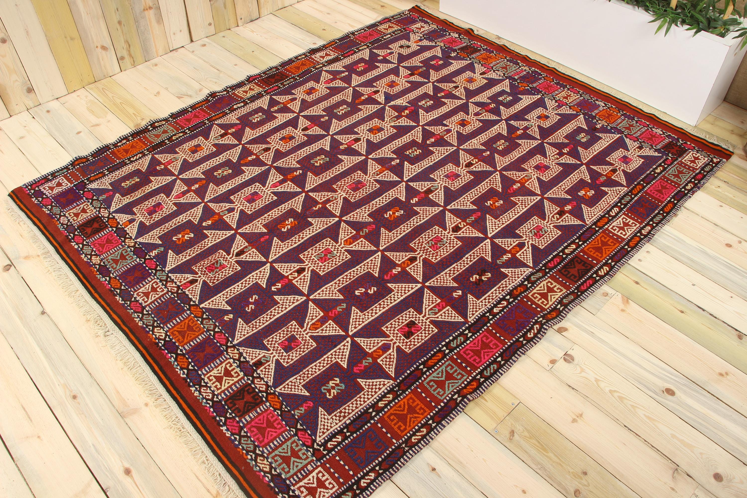 Vintage 180x230 cm Teppich, Großer Türkischer Teppich