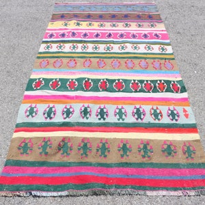 Area Kilim, Vintage Kilim, Turkish Kilim, Home Decor Kilim, 48x101 inches Pink Kilim, Bohemian Kilim, Indoor Kilim,  2703