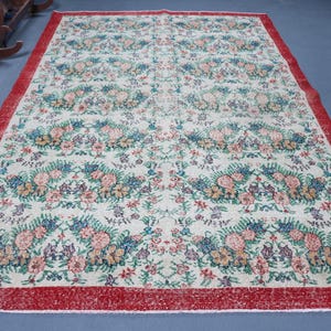 Large Carpet, Turkish Rug, Vintage Rug, Antique Rug, 78x115 inches Red Rug, Bohemian Salon Rugs, Living Room Rug,  4024