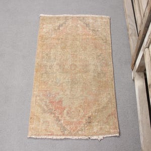 Vintage Rug, 2x3 Small Rugs, Turkish Rug, Oushak Rug, Rugs For Entry, 1.5x2.6 ft Green Rug, Authentic Vintage Turkish Rug, Wool Door Mat,