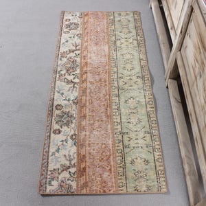 Turkish Runner Rug, Vintage Rug, Patchwork Carpet, Anatolian Runner, Hallway Decor, 60x138cm, 2x5ft Area Rug, Bohemian Style Rug
