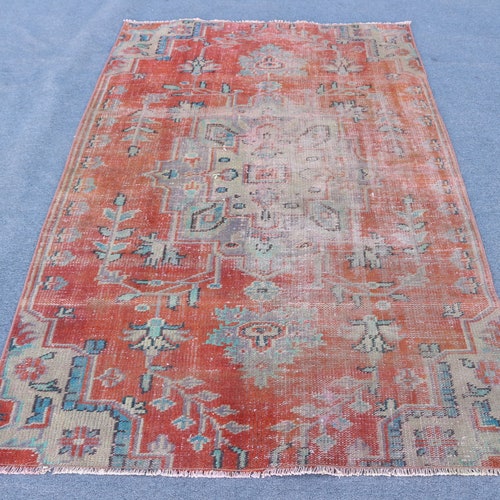 Vintage Rug, Turkish Rug, Area Carpet, Home Decor Carpet, 53x85 inches Orange Carpet, shops Office Rug, Floor Carpet, Handmade Indoor Rugs, 4505