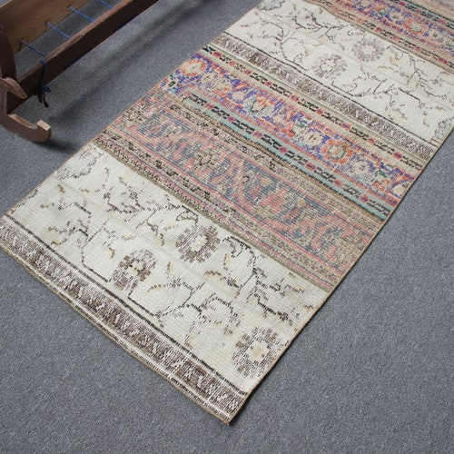 Runner Rugs, Vintage Rug, Patchwork Turkish Rug, Antique Rug, 32x107 inches Beige Rug, shops Handwoven Hallway Rug, Wool Stair Rugs, 4858