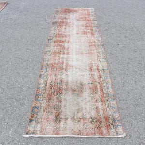 Turkish Runner Rug, Vintage Handmade Carpet, Antique Hallway Rug, 82x288cm, 3x9ft, Bohemian Home Decor