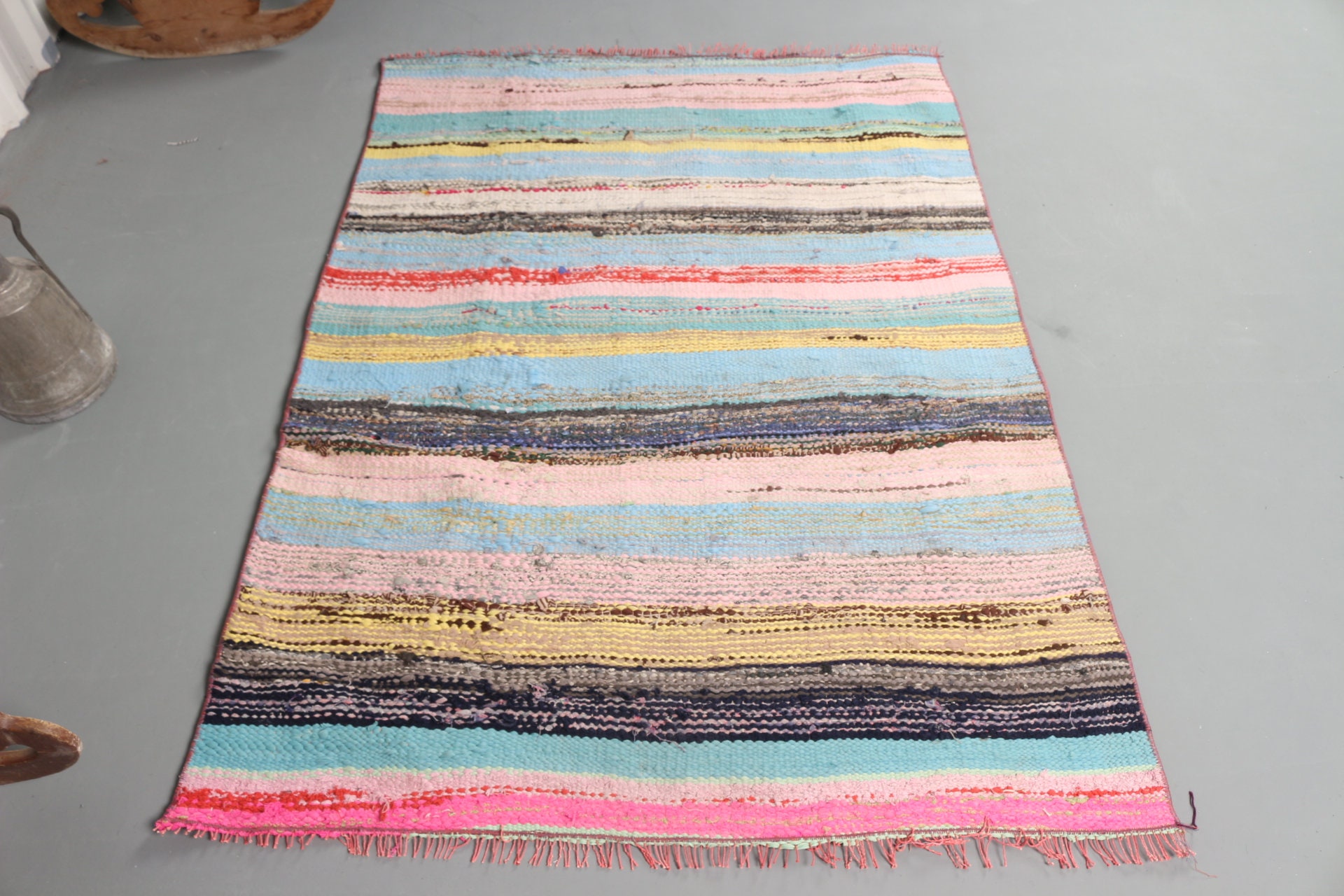 Vintage Kilim, Accent Kilim Turc, Antique, 45x61 Pouces Blue Outdoor Chambre 3221