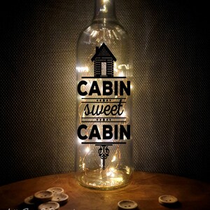 Cabin Sweet Cabin Camping Light Up Bottle - LED light up bottle, camping gifts, cabin decor