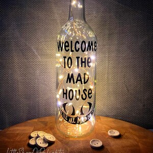 Mad House Light Up Bottle - LED light up bottle, Cheshire Cat, bottle lights