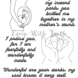 Salmo 139:13-14 Página para colorear - ESV, Pro-vida, Santidad de la vida humana, Bebé, Prenacido, Nonato