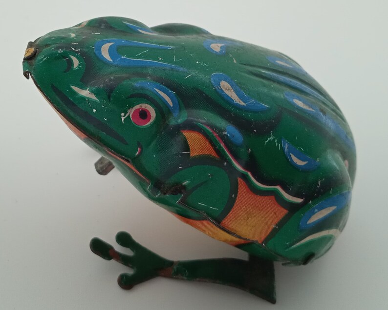 Vintage Windup Tin Toy MS082 Jumping FROG With Key Etsy
