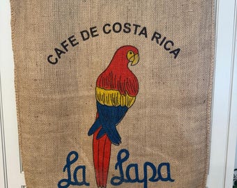 Sac de café en toile de jute en jute Cafe de Costa Rica La Lapa, perroquet, oiseau