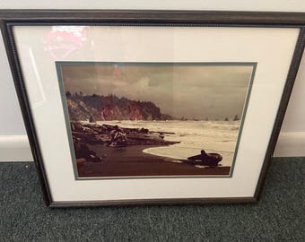 Photograph of Pacific Northwest Coast Sepia Professionally Framed 21.5X17.5"