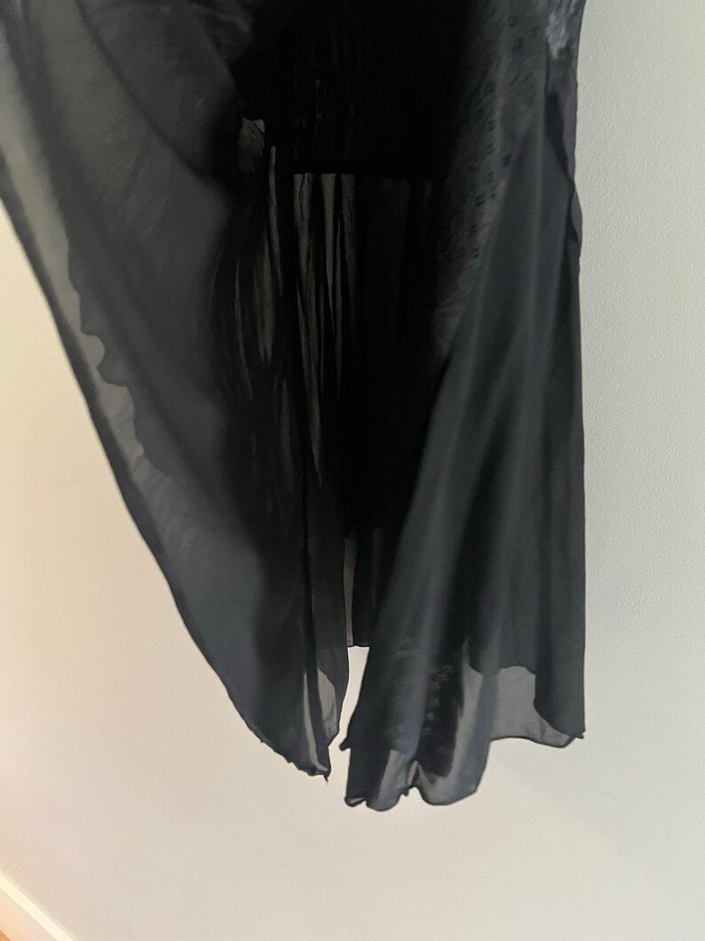 Hazel Anthropologie 100% Silk Midi Skirt w Lace Asymmetrical Hem Split Medium image 6