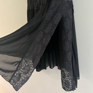 Hazel Anthropologie 100% Silk Midi Skirt w Lace Asymmetrical Hem Split Medium image 2