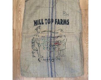 Jute Burlap Coffee Bag Sack Hilltop Farms Organic Cameroon JL