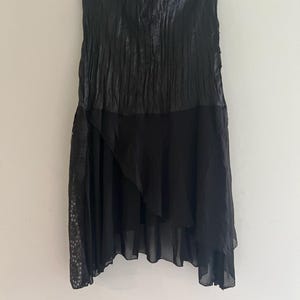 Hazel Anthropologie 100% Silk Midi Skirt w Lace Asymmetrical Hem Split Medium image 5