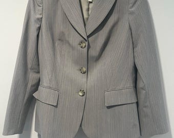 The Limited The Perfect Travel Suit Jacket Light Gray White Pinstripes Size 6