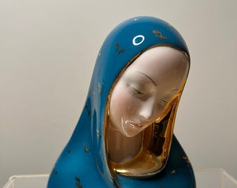 Keramisk byst av Madonnan av Eugenio Pattarino EPF Italien 1963